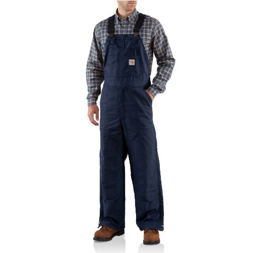 Carhartt Men's Flame-Resistant Midweight Bib Overall - Quilt Lined - Dark Navy 4X - Regular