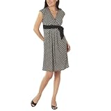 Merona V-Neck Tie-Waist Dress - Black/ Cream with Black Tie