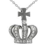 Sterling Silver Puffy Crown CZ Pendant