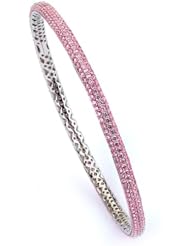 Sterling Silver & Cz Pink Gold Plated Bangle