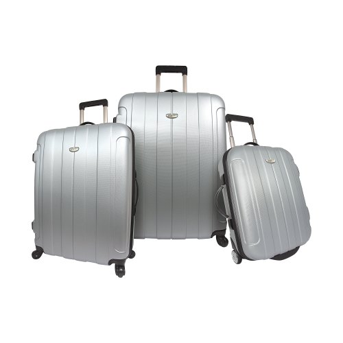 Travelers Choice Rome 3-Piece Hardshell Spinner Rolling Luggage Set - Silver