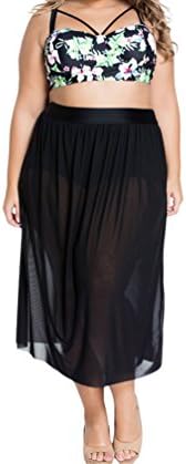 YeeATZ Plus Size Boho Tropical High Waist Bikini with Skirt(Size,4XL)