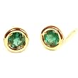 18k Yellow Gold Natural Emerald Mini Bezel Stud Earrings Ct.tw 0.30