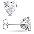 Sterling Silver 4 1/2 CT TGW Heart Shaped Created White Sapphire Stud Earrings