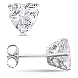 Sterling Silver 4 1/2 CT TGW Heart Shaped Created White Sapphire Stud Earrings