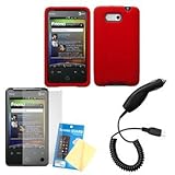 Red Silicone Case / Skin / Cover, LCD Screen Guard / Protector & Car Charge ....