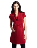Three Seasons Maternity Womens Short Sleeve Cowl Neck Tunic, Heather Red, Medium