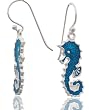 Tomas Sterling Silver Blue Seahorse Dangle Earrings - 1.25" Drop