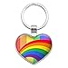 Double Rainbow Pride Arc Heart Love Metal Keychain Key Chain Ring