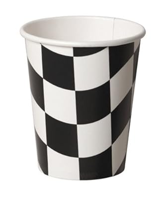 Creative Converting 8 Count Hot or Cold Beverage Cups, Black and White Check