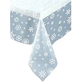 Clear Snowflake Plastic Tablecloth, 108" x 54"