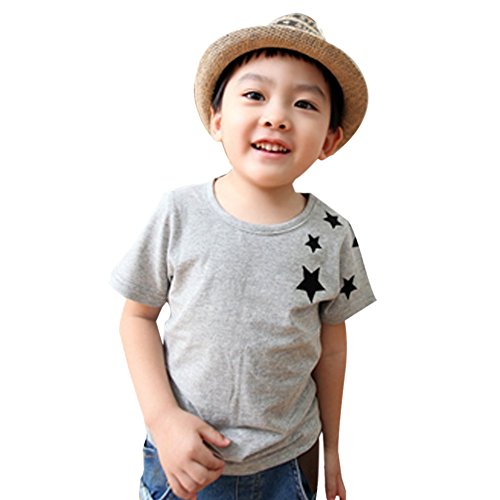 Weixinbuy Kids Boys Cotton Round Neck Short-Sleeved Casual T-shirt
