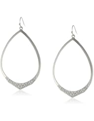 Jessica Simpson Silver and Crystal Drop Hoop Earrings