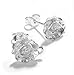 2 pcs .925 Sterling Silver Ball Rose Stud Earrings Loop Post 9.5mm w/clutches/ear nut/Findings/Bright