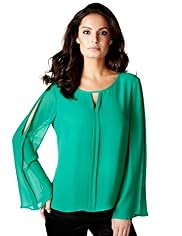 Per Una Speziale Pure Silk Bell Sleeve Blouse