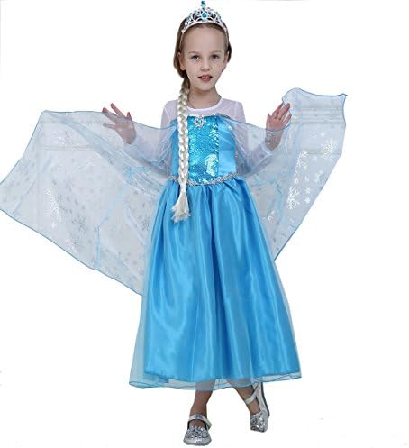 HYS Fashion Girls Snow Queen Elsa Costume Snow Princess Dresses (US-4/5, Elsa2)