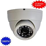 Security High Resolution Vandalproof Turret Dome Camera SONY HQ1 550 TVL 2.8 mm lens DC 12V, White