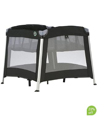 Oomo Roomo II with Bassinette Travel Cot and Playpen - Black Lush