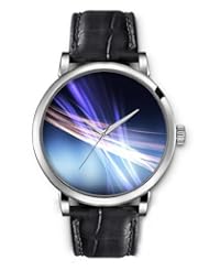 SPRAWL Aanalog Fashion Series Silver Ladies Watches of Genuine Black Leather Strap,Unique Wrist Watch for Women Girls Designed with Pink and purple lines