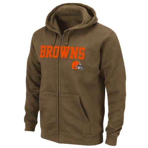 NFL Men's Cleveland Browns Classic II Long Sleeve Fullzip Fleece With Hood (Classic Brown, Medium)