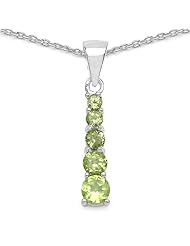 0.60 Carat Genuine Peridot Sterling Silver Pendant Necklace. 18"