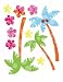Wallies Hawaiian Flowers Palm Trees Peel & Stick Decals