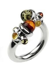 Multicolor Amber Sterling Silver Perfect Modern Ring