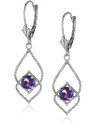 Sterling Silver Amethyst Delicate Fashion Dangle Earrings (5mm )