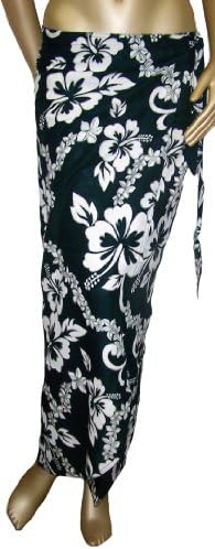 Womens 'Hawaiian Floral' Green Sarong Wrap - One Size Fits All