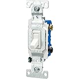 Cooper Wiring Devices 1303-7W-BOX 15-Amp 120-volt Standard Grade 3-Way Toggle Switch with Push and Side Wiring, Non-Grounding, White Color