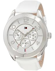 Tommy Hilfiger Womens 1781202 Sport Multifunction Stainless Steel Case and White leather Watch