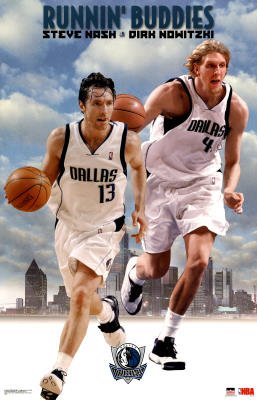 Dallas Mavericks Dirk Nowitzki Steve Nash Runnin' Buddies Sports Poster Print - 22x35 custom fit with RichAndFramous Black 22 inch Poster Hangers