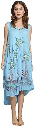 Silly Yogi Womens Beach Dress with Palm Tree Cafta Cover Up-turq-one Size