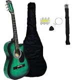 38-Inch Beginner Acoustic Guitar Starter Pack with Gig Bag, Strap, Pitch Pipe, and Pick - Green Cutaway