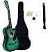 38-Inch Beginner Acoustic Guitar Starter Pack with Gig Bag, Strap, Pitch Pipe, and Pick - Green Cutaway