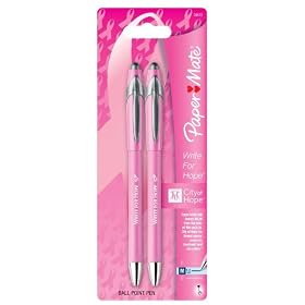Paper Mate Write for Hope Retractable Ball Tip Pens, 2 Black Ink Pens(70673)