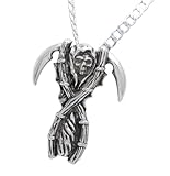 メンズアクセサリー ペンダント ネックレス スカル 死神 黒革紐 チョーカー セット GZ225