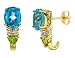 Blue Topaz and Peridot Gemstone and Diamond Earrings in Yellow Gold