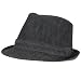 VINTAGE DENIM JEAN COTTON FEDORA TRILBY HAT BLACK LARGE / EXTRA LARGE