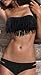 Tarad Siam Swimsuit 2013 Popular Fashion Sexy Lady Padded Boho Fringe Bandeau Top Strapless Dolly Bikini Set Swimwear (Black, S)