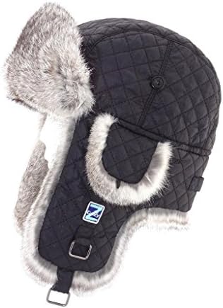Cozy Z Winter Diamond Rabbit Fur Aviator Hat Size S/M Color Black