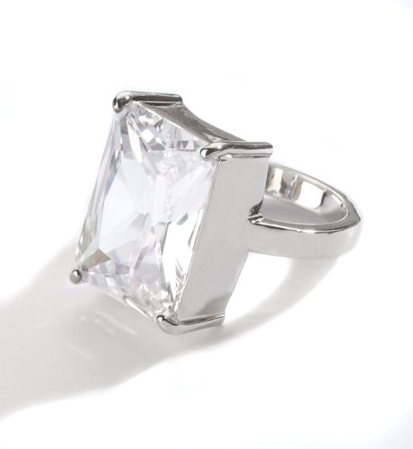 Platinum Plated Princess Cut Ring