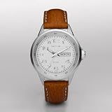 Fossil Women's AM4335 Maddox Brown Leather Silver Dial Watch