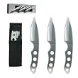Set 3 Ninja Stealth Silver Throwing Knives with Nylon Case