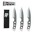 Set 3 Ninja Stealth Silver Throwing Knives with Nylon Case
