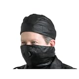 Diamond PlateTM 2pc Solid Genuine Leather Motorcycle Mask and Skull Cap Set