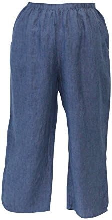 Flax Women's Linen Wide Leg Floods Pant Denim (Medium (10-14), Denim)