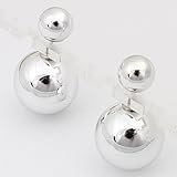 18k Gold Plated Crystal Jewelry Freshwater Reversible Double Sided Round Double Pearl Stud Earrings (F788)