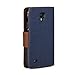GMYLE (R Wallet Case Classic for Samsung Galaxy S4 Active i9295 - Blue and Brown PU Leather Slim Magnetic Flip Stand Cover