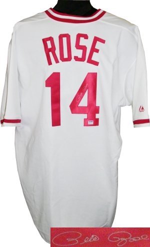 Pete Rose Autographed/Hand Signed Cincinnati Reds White Cooperstown Jersey- PSA Hologram